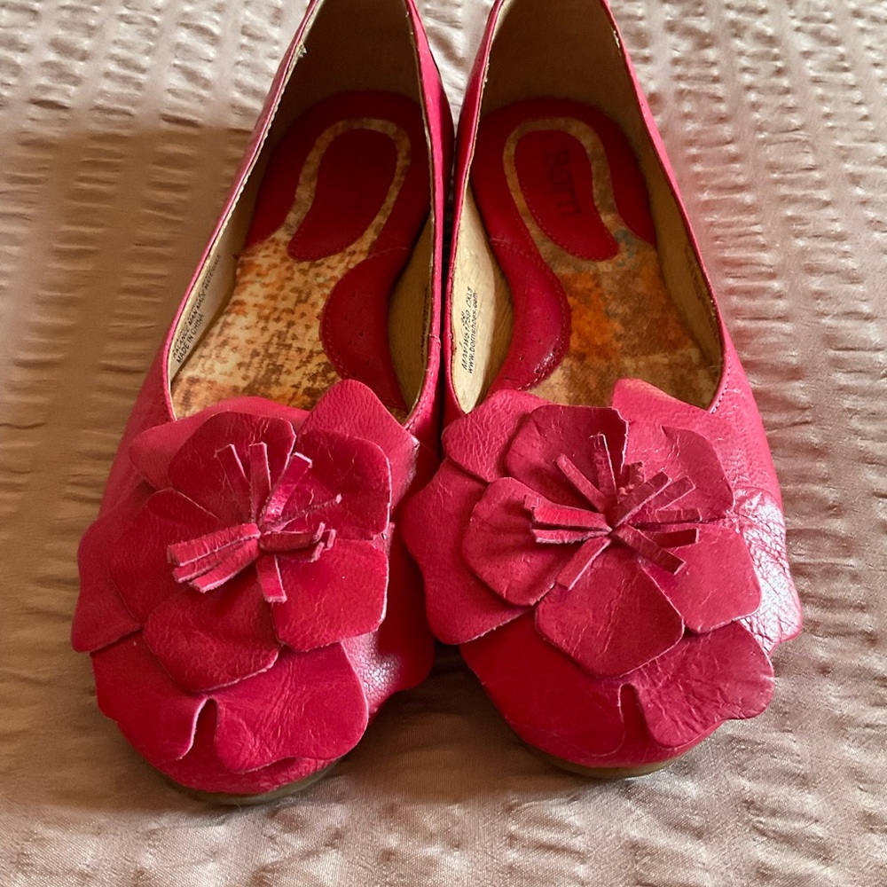 Born Fuchsia Flats with Floral Embellishment
